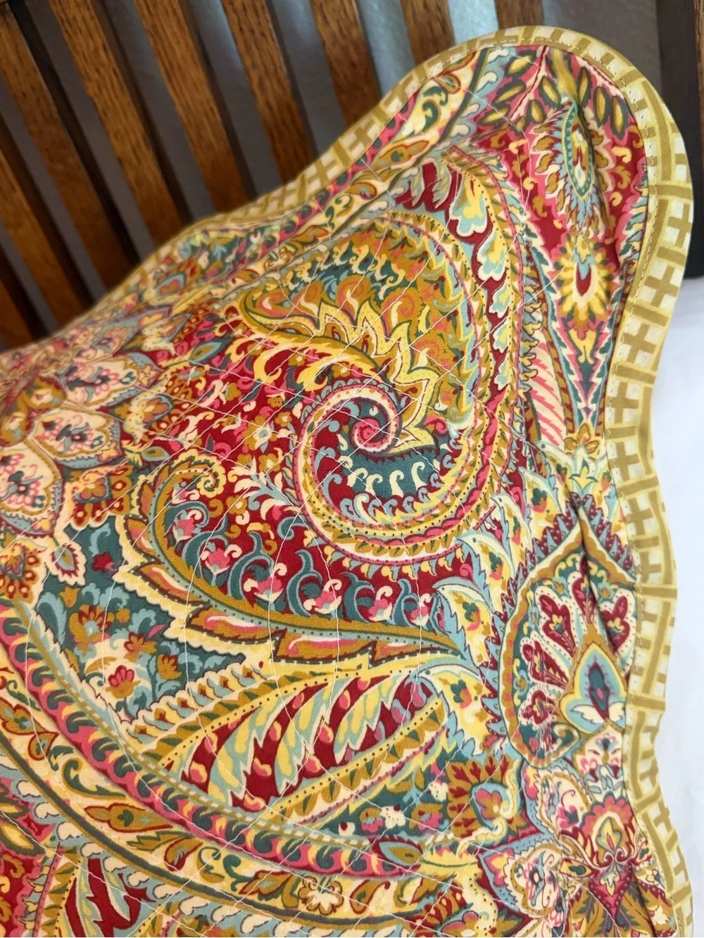 Waverly Paisley Pillow Shams Set 2 Gold Red Teal Green English Country Cottage